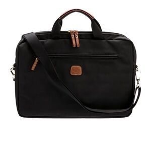 Bric’s Black Nylon Leather Laptop Bag Travel Briefcase Carry On Crossbody